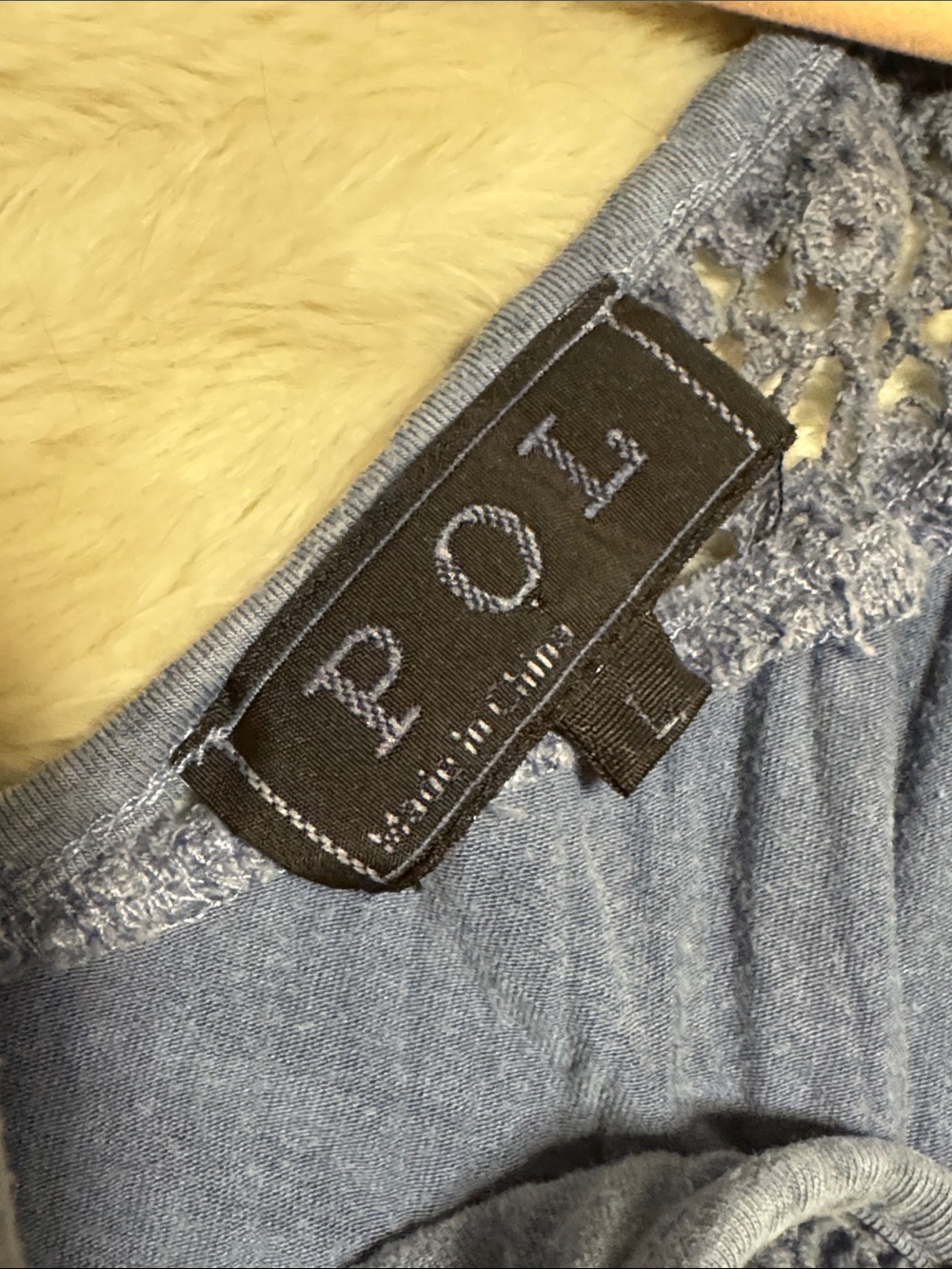 POL Blue Asymmetrical Lace-Trim Top - Picture 5 of 5